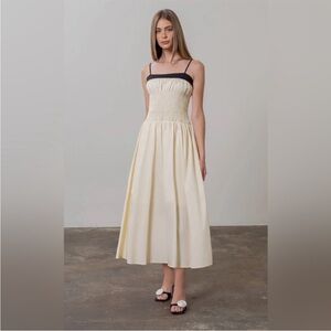 Moon River Spaghetti Strap Smocked Midi Dress